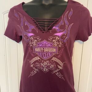 Harley-Davidson Purple Cut Out Graphic Tee